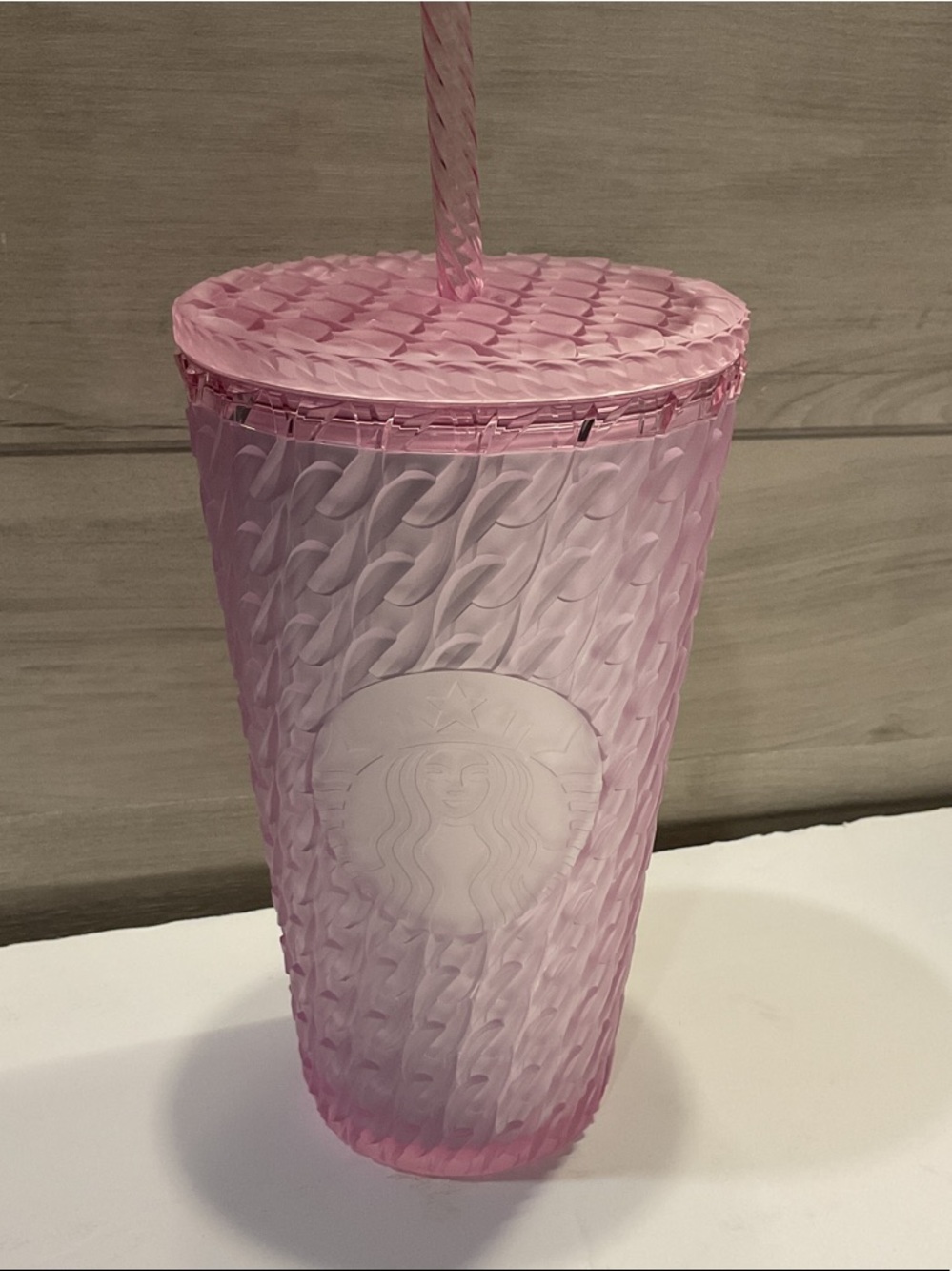 Starbucks Light Pink Textured Chainlink Cold Cup